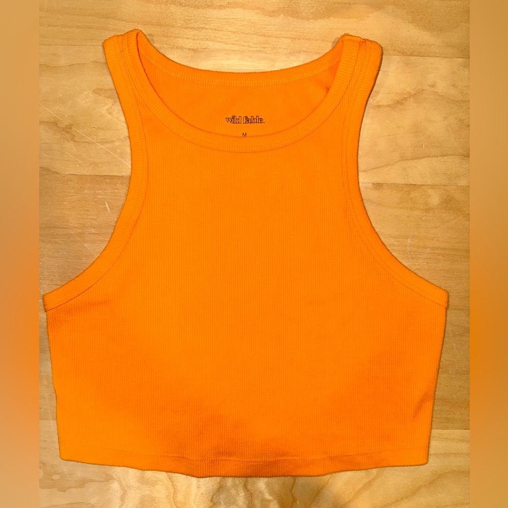 Wild Fable Vibrant Orange Ribbed Crop Tank Top